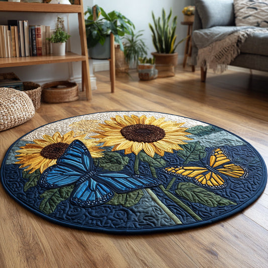 Sunflower Butterfly Garden Quilted Round Mat NCU0HH100