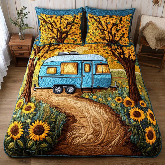 Sunflower Camper Trail 3-Piece Quilted Bedding Set NCU0NT8665
