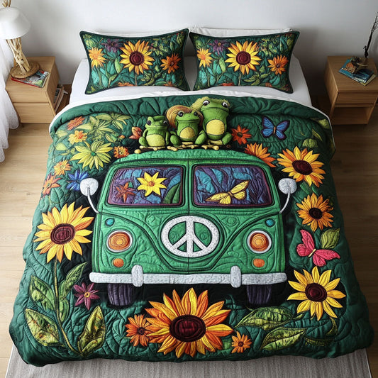 Sunflower Caravan 3-Piece Quilted Bedding Set NCU0NT6891