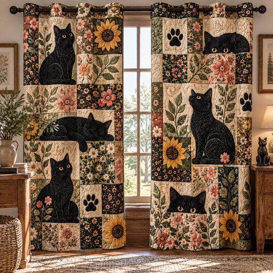 Sunflower Cat Garden Quilted Curtains NCU0DV10386