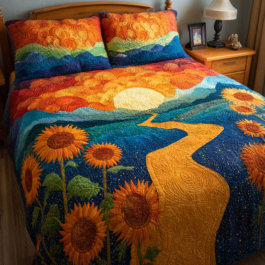 Sunflower Charm 3-Piece Quilted Bedding Set NCU0DK11698