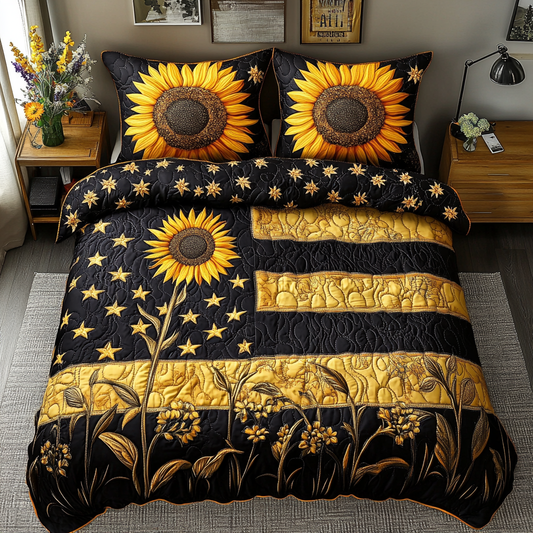 Sunflower Charm 3-Piece Quilted Bedding Set NCU0DK8567