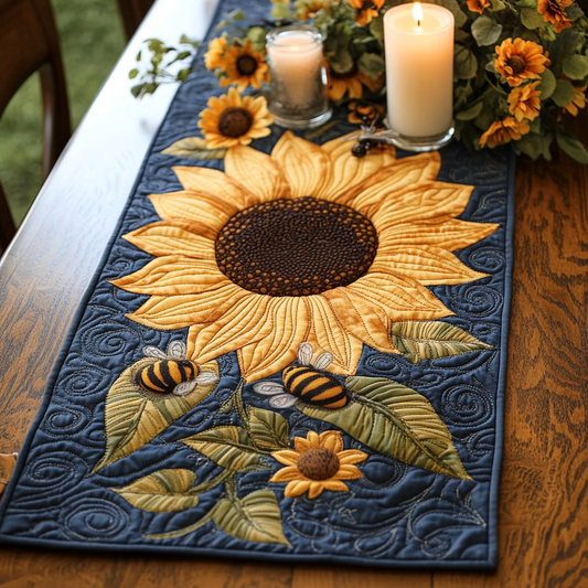 Sunflower Charm Quilted Table Runner NCU0VH145