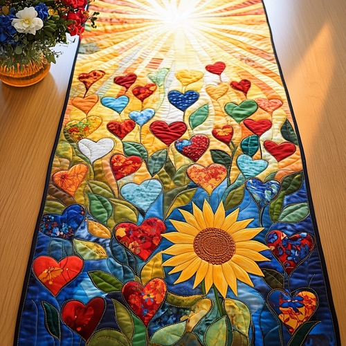 Sunflower Charm Quilted Table Runner NCU0VL1897
