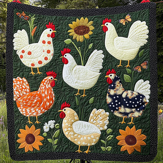 Sunflower Chicken Patch Quilted Blanket NCU0NT4125