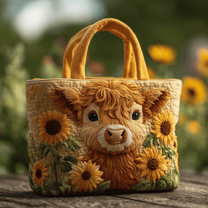 Sunflower Cow Quilted Tote Bag NCU0TH2752
