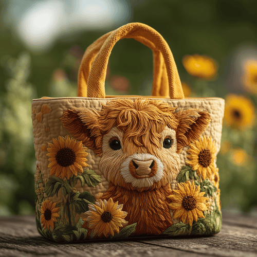 Sunflower Cow Quilted Tote Bag NCU0TH2752