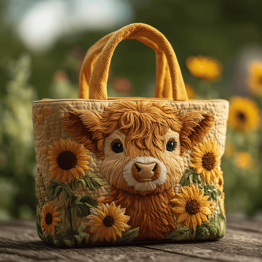Sunflower Cow Quilted Tote Bag NCU0TH2752