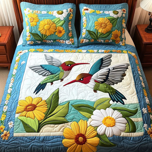 Sunflower Dancers 3-Piece Quilted Bedding Set NCU0NT3524