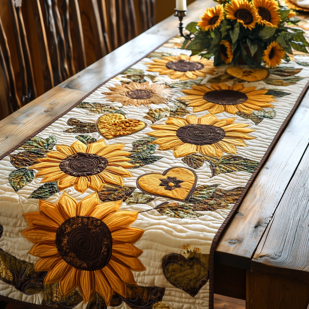 Sunflower Dream Quilted Table Runner NCU0VH3936