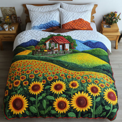 Sunflower Dreams 3-Piece Quilted Bedding Set NCU0PT5784