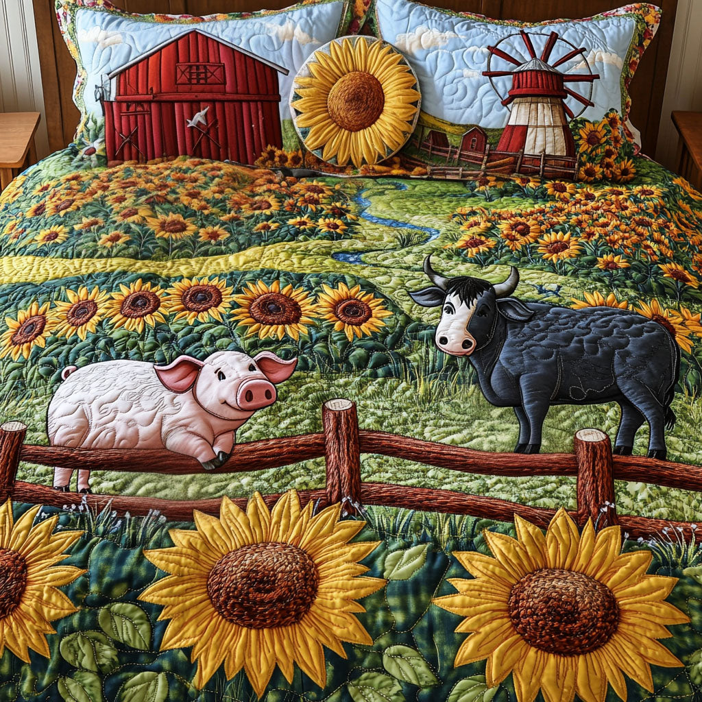 Sunflower Farm 3-Piece Quilted Bedding Set NCU0NT5484