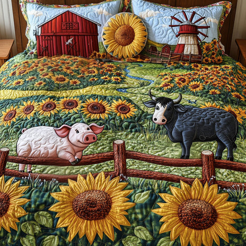 Sunflower Farm 3-Piece Quilted Bedding Set NCU0NT5484