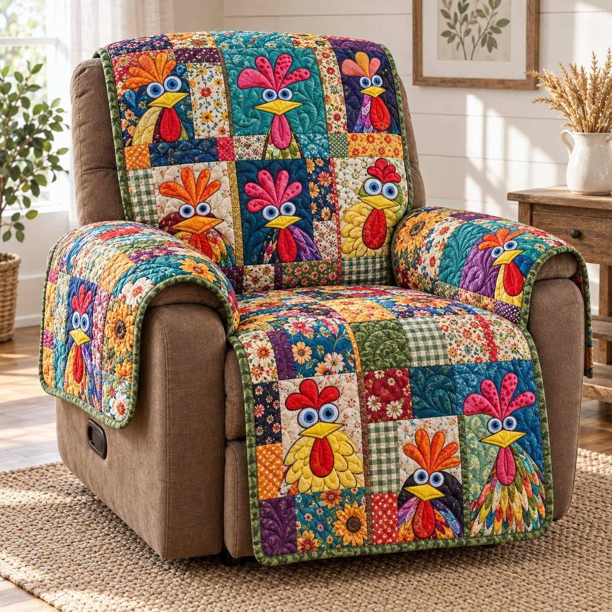 Sunflower Farmhouse Charm Quilted Sofa Cover NCU0PT12286