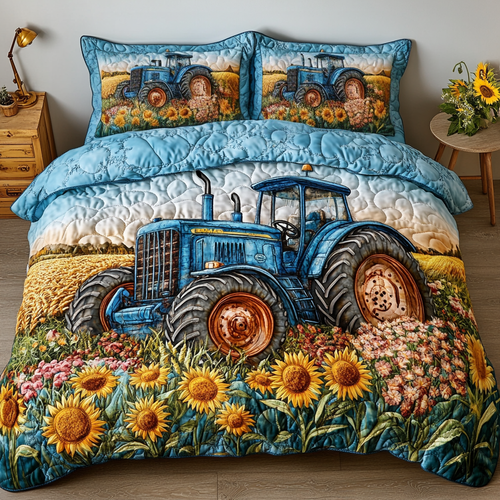 Sunflower Fields 3-Piece Quilted Bedding Set NCU0VH4819