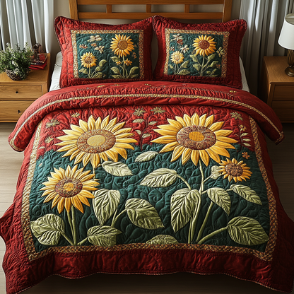 Sunflower Fields 3-Piece Quilted Bedding Set NCU0DV3123