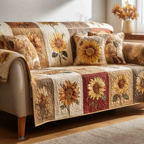 Sunflower Fields Quilted Sofa Cover NCU0NT12242