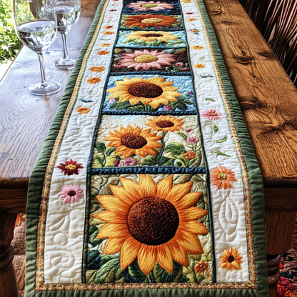 Sunflower Fields Quilted Table Runner NCU0DV3108