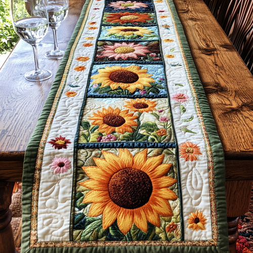 Sunflower Fields Quilted Table Runner NCU0DV3108