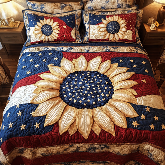 Sunflower Flag 3-Piece Quilted Bedding Set NCU0VH5701