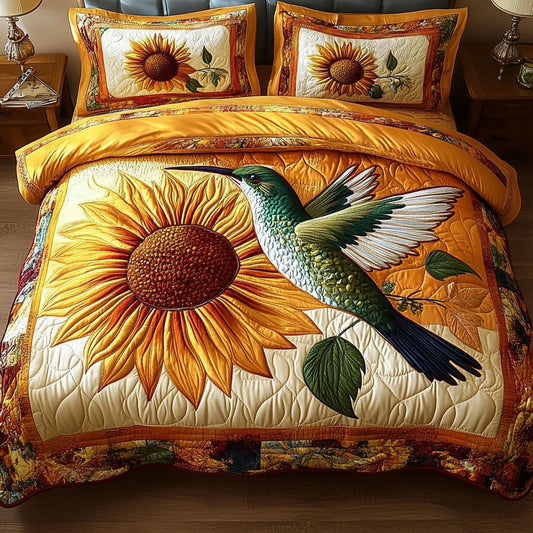 Sunflower Flight 3-Piece Quilted Bedding Set NCU0NT3345