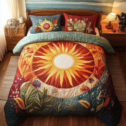 Sunflower Garden 3-Piece Quilted Bedding Set NCU0VL1492