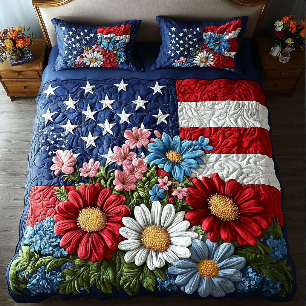 Sunflower Glory 3-Piece Quilted Bedding Set NCU0NT6245