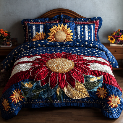 Sunflower Glory 3-Piece Quilted Bedding Set NCU0VH5698
