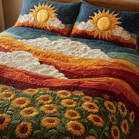 Sunflower Glow 3-Piece Quilted Bedding Set NCU0DK11696