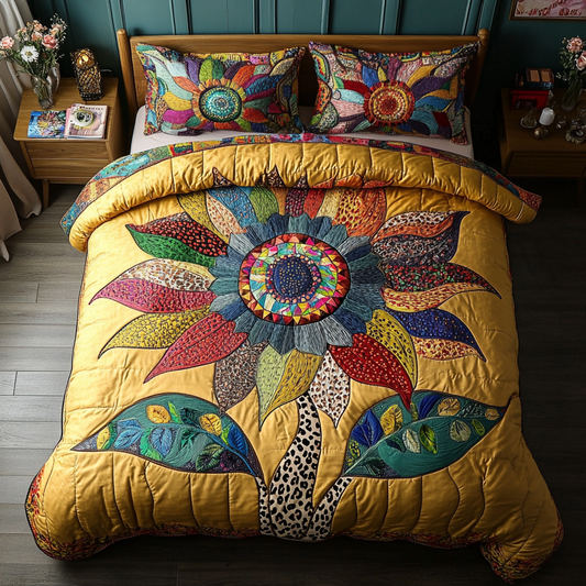 Sunflower Glow 3-Piece Quilted Bedding Set NCU0DK8560