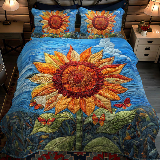 Sunflower Glow 3-Piece Quilted Bedding Set NCU0NT3486