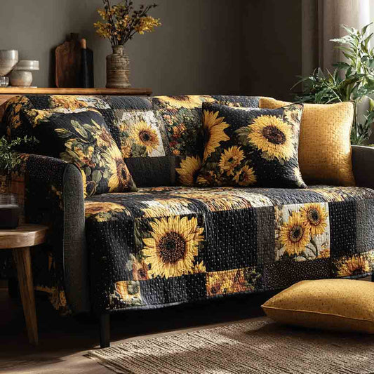 Sunflower Harmony Quilted Sofa Cover NCU0NT12235