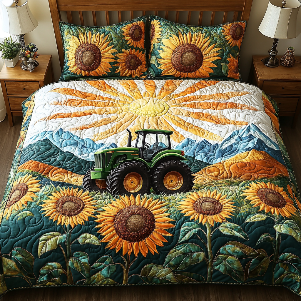 Sunflower Harves 3-Piece Quilted Bedding Set NCU0DV4568