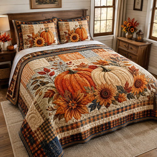 Sunflower Harvest 3-Piece Quilted Bedding Set NCU0TV2128