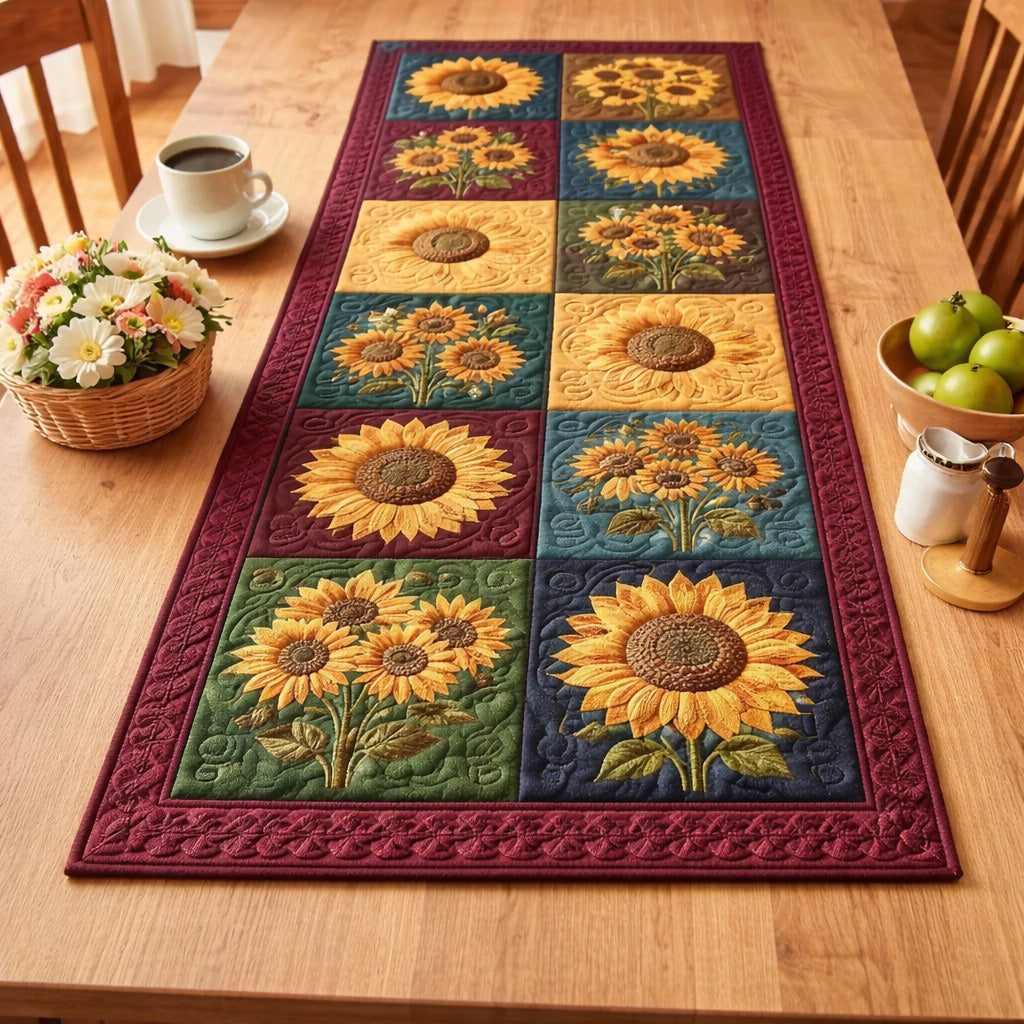 Sunflower Harvest Quilted Table Runner NCU0TV1701