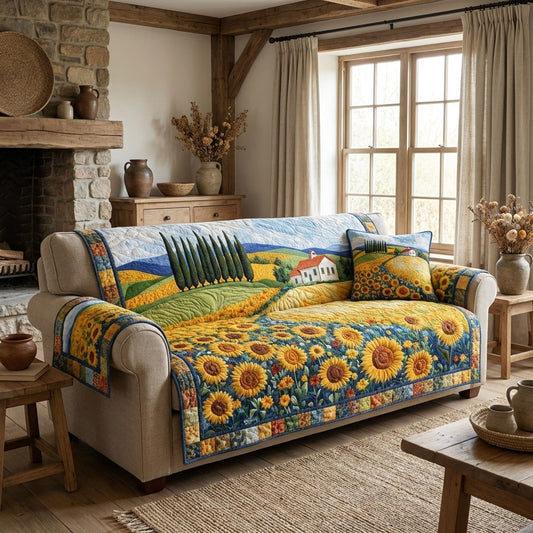 Sunflower Haven Quilted Sofa Cover NCU0DK12226