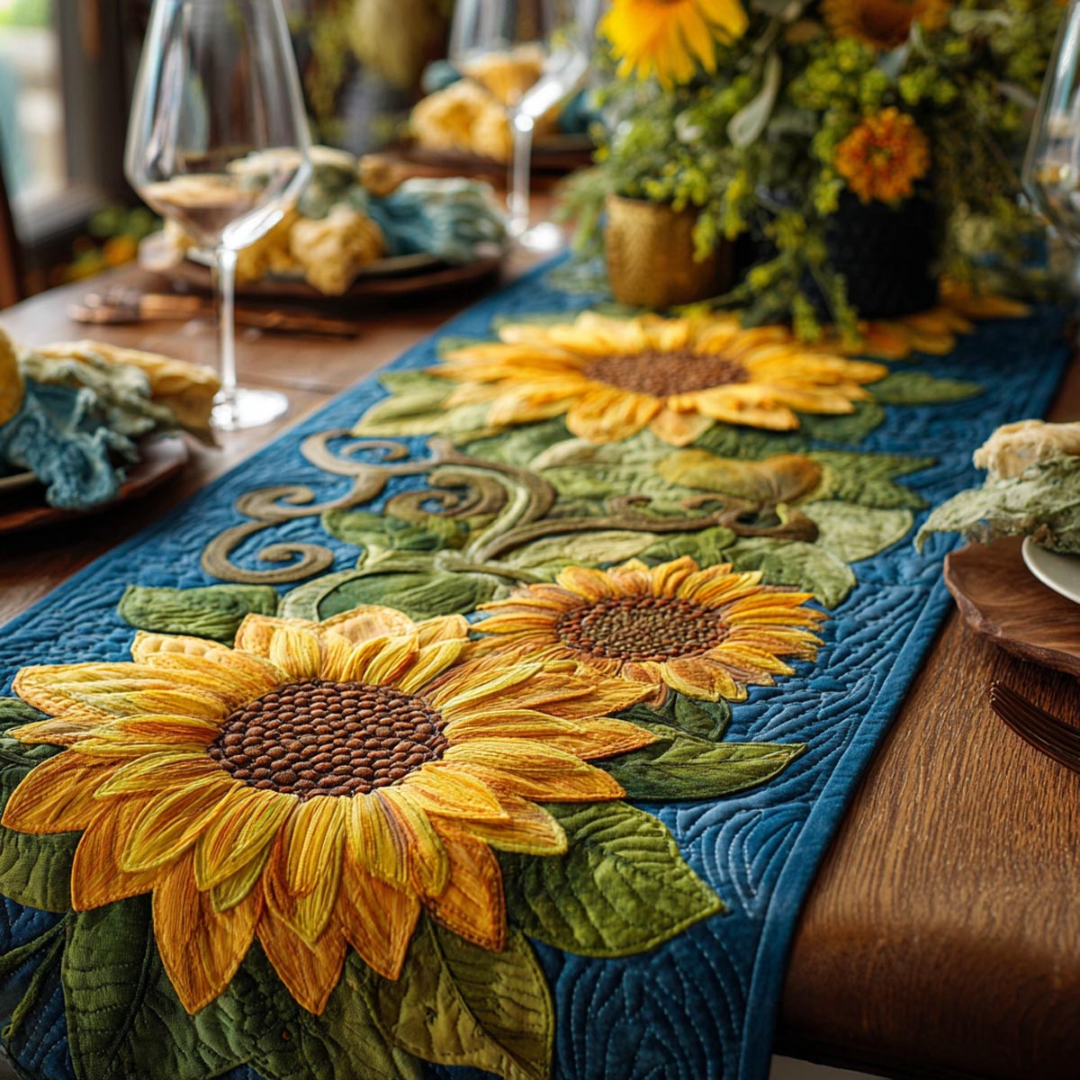 Sunflower Haven Quilted Table Runner NCU0DV9445