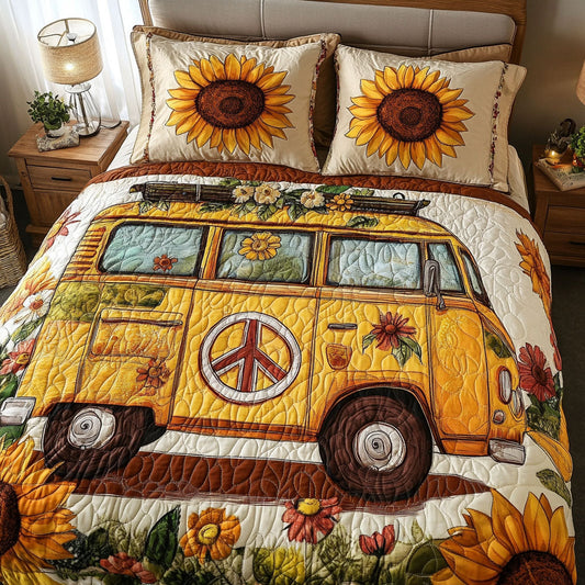 Sunflower Journey 3-Piece Quilted Bedding Set NCU0NT4959