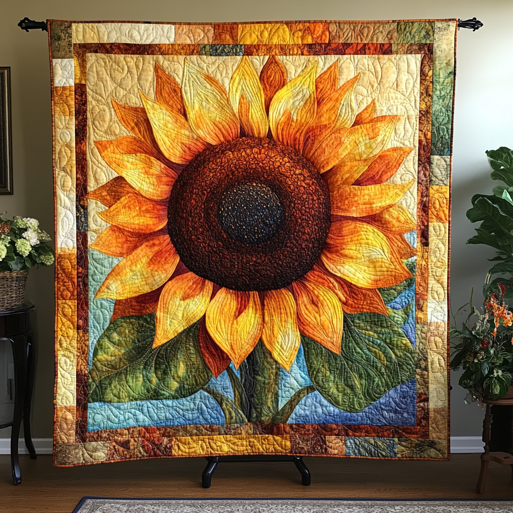 Sunflower Joy Quilted Blanket NCU0VH142 – Vantique