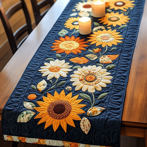 Sunflower Joy Quilted Table Runner NCU0VH154