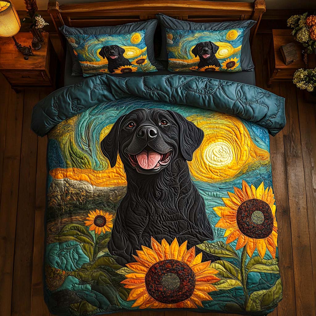 Sunflower Labrador 3-Piece Quilted Bedding Set NCU0XD1563