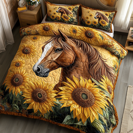 Sunflower Mare 3-Piece Quilted Bedding Set NCU0VH4677