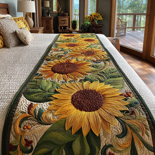 Sunflower Meadow Quilted Bed Runner NCU0DV9468