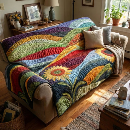 Sunflower Meadow Quilted Sofa Cover NCU0PT11406