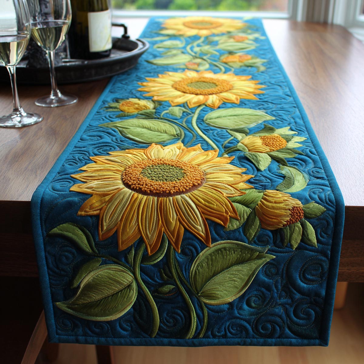Sunflower Meadow Quilted Table Runner NCU0DV9433