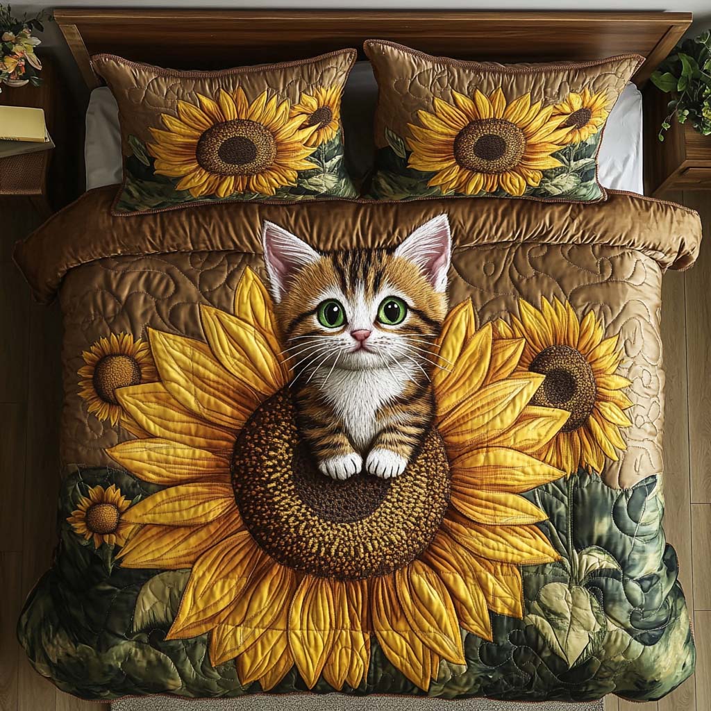 Sunflower Nest 3-Piece Quilted Bedding Set NCU0NT8109