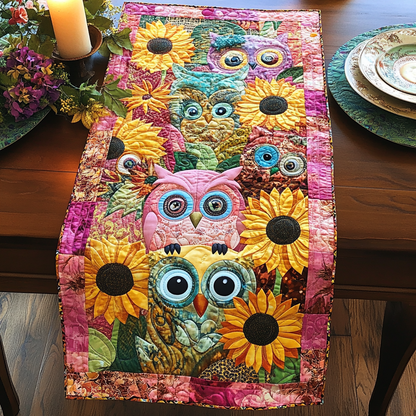 Sunflower Owl Quilted Table Runner NCU0DV606