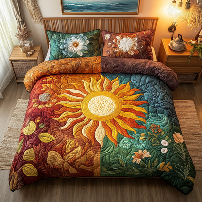 Sunflower Patch 3-Piece Quilted Bedding Set NCU0VL1493