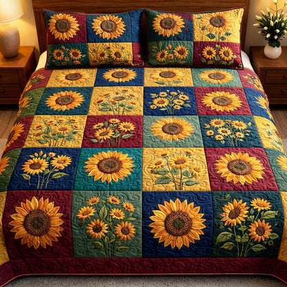 Sunflower Patch Glow 3-Piece Quilted Bedding Set NCU0TV1683