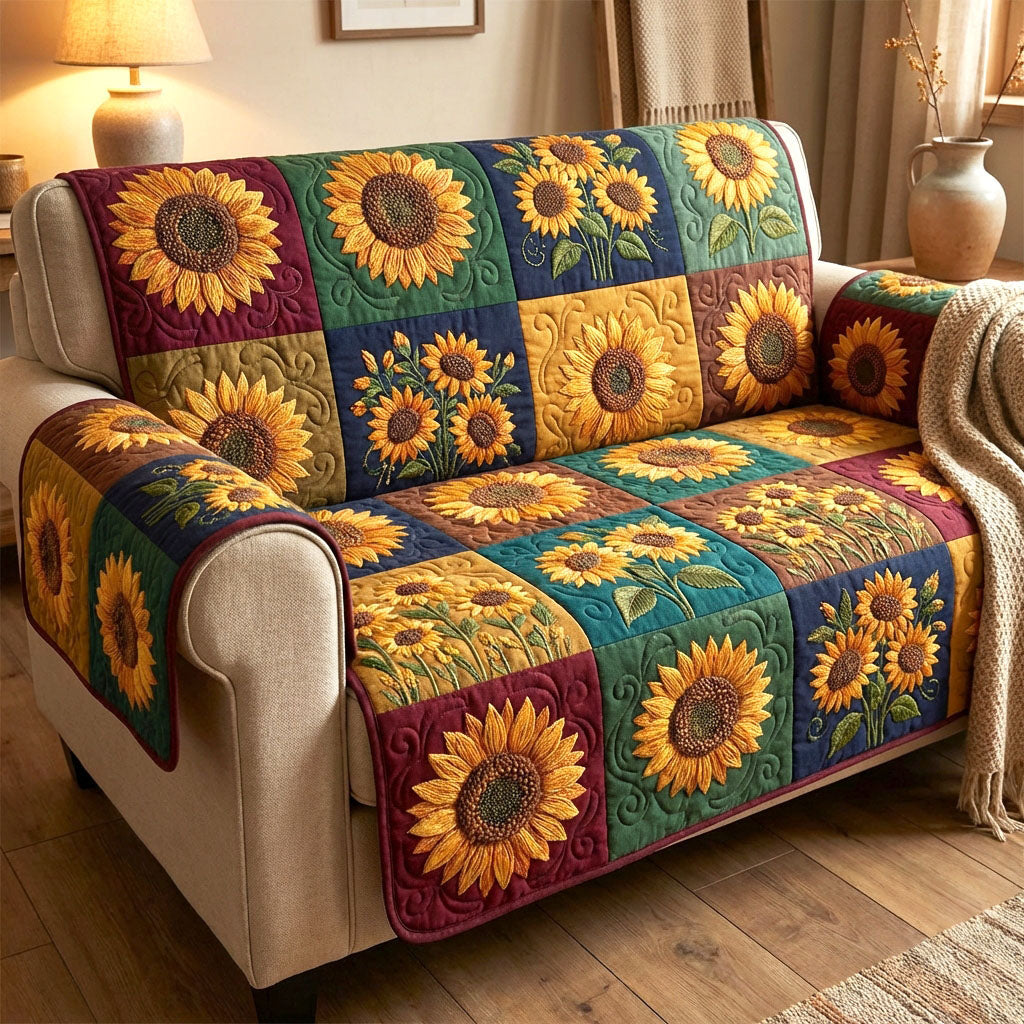 Sunflower Patch Glow Quilted Sofa Cover NCU0TV1554